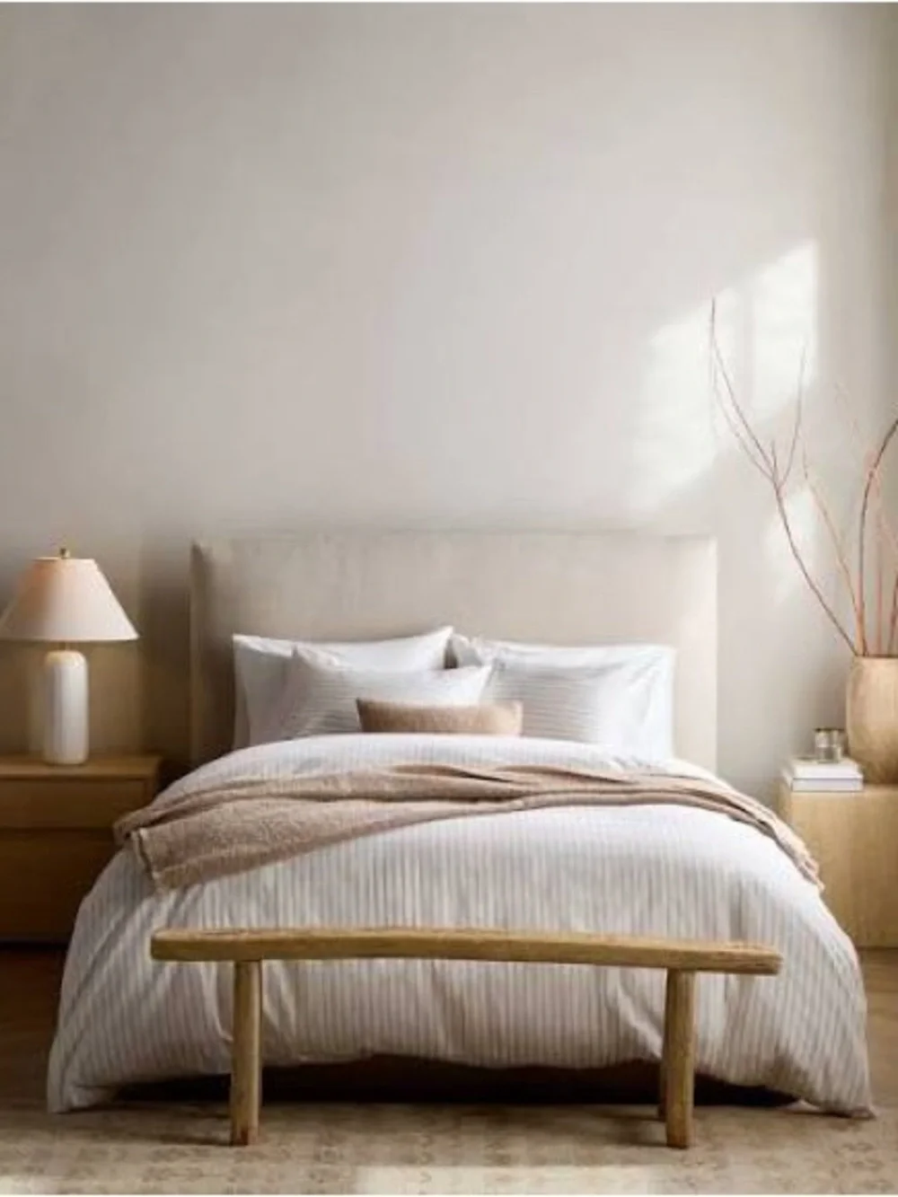 Quince Organic Crisp Percale Duvet Cover King/Cal King Double Stripe Toffee NWOT